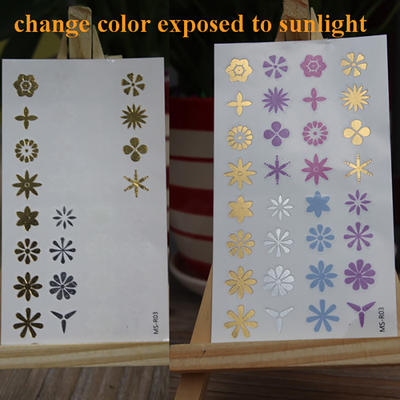 UV color changing temporary tattoo sticker