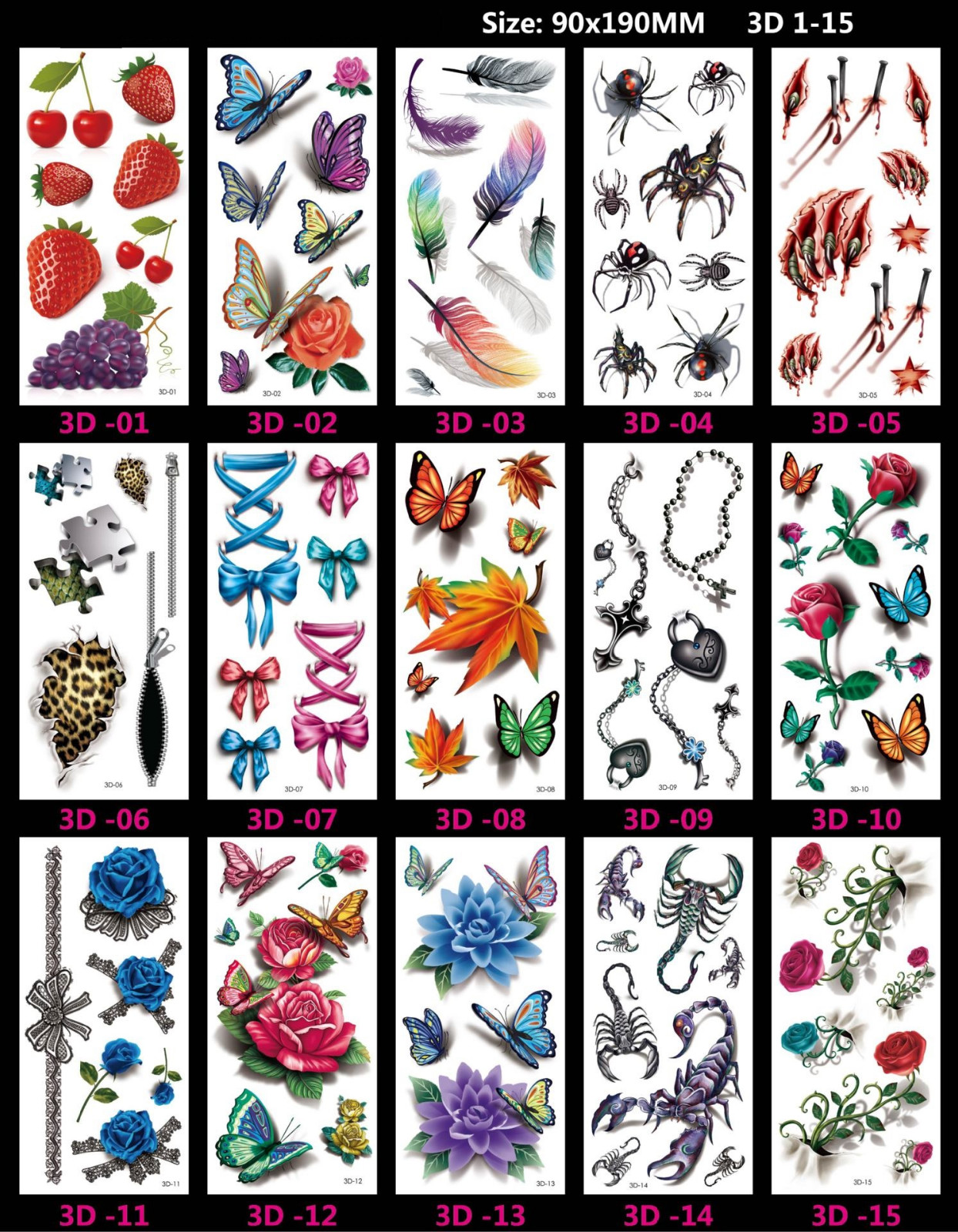 Meishi-Custom Tattoo Sticker Beautiful 3d Tattoo Temporary Tattoo Sticker-4