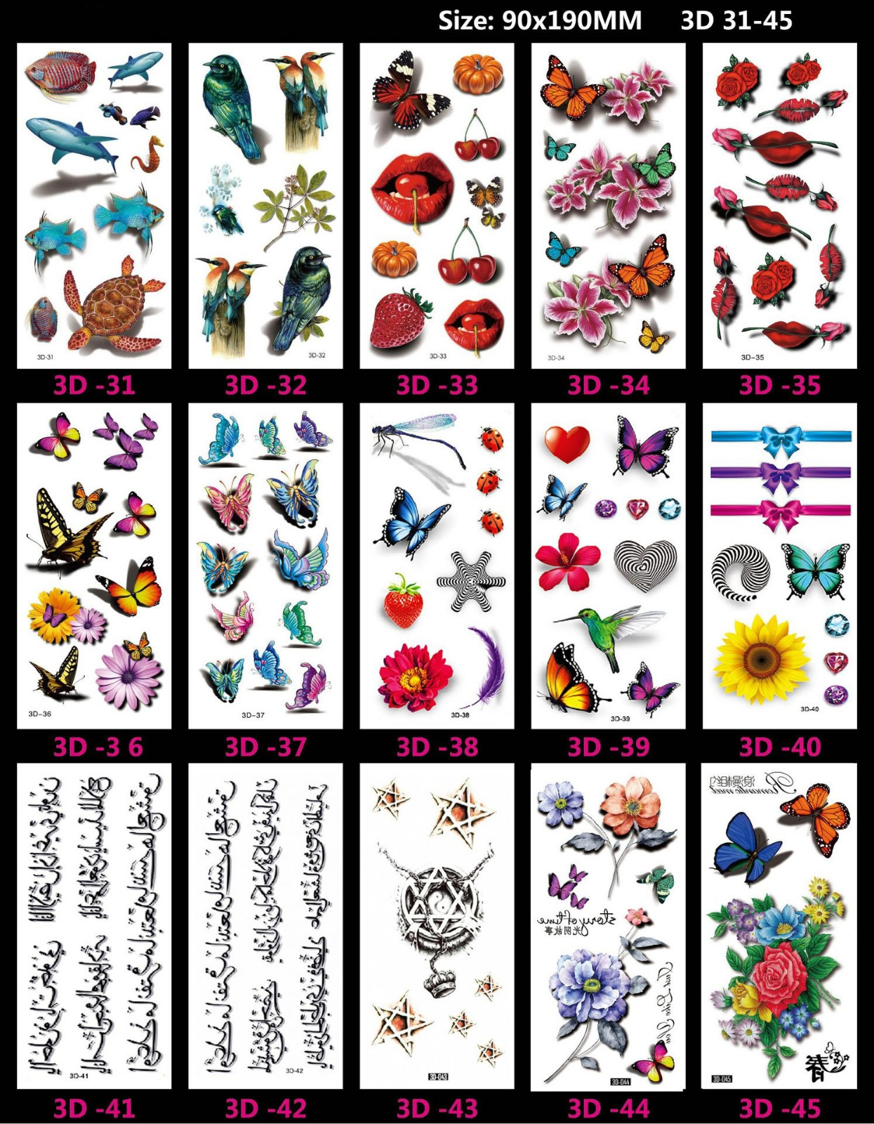 Meishi-Custom Tattoo Sticker Beautiful 3d Tattoo Temporary Tattoo Sticker-5